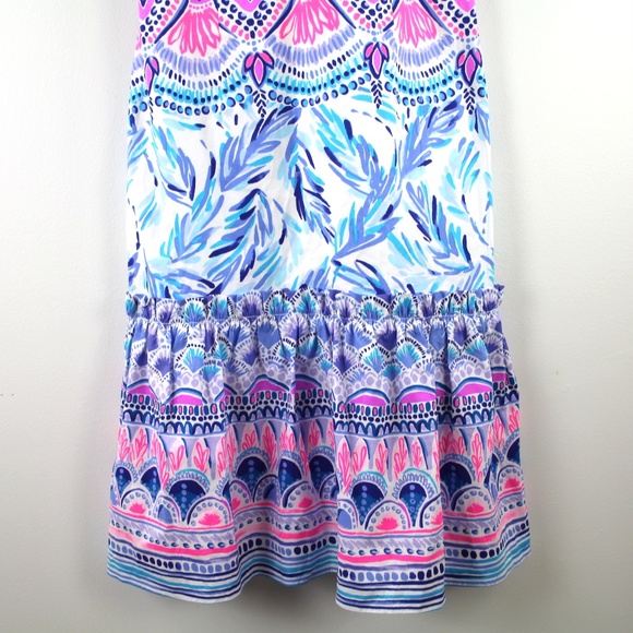 Lilly Pulitzer Iva Midi Dress Resort White Flock Together Ruffle Hemline 2 NWT - Picture 5 of 6